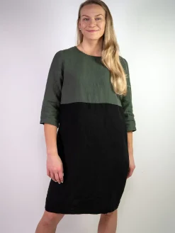 Hameet & Mekot>CUOSI ADA Pellavamekko- tummanvihreä / musta