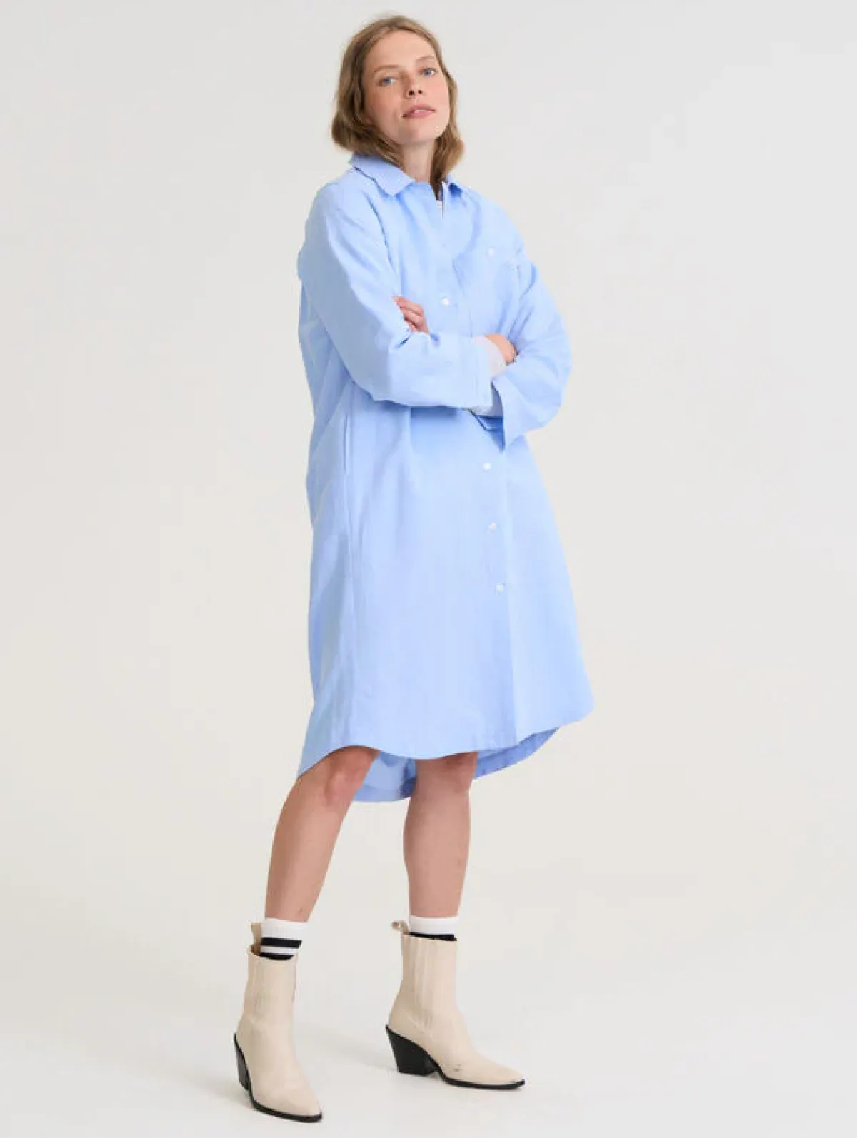 Hameet & Mekot>R-Collection Alissa Puolipellava-paitamekko - Vaaleansininen