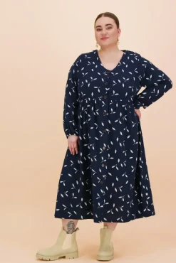 Hameet & Mekot>KAIKO Button Dress - Indigo Wind