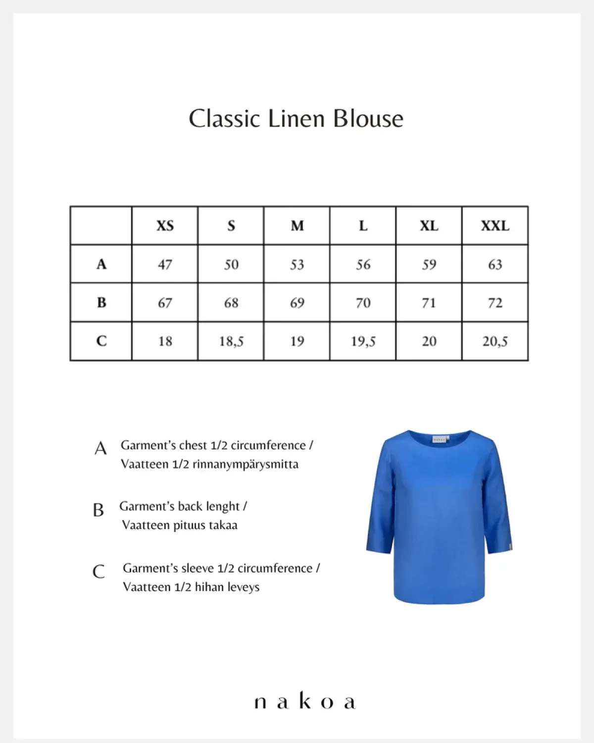 Paidat>Nakoa Classic Linen Blouse - Marina Blue