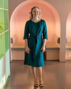 Hameet & Mekot>Nakoa Classic Linen Dress - Chrystal Teal