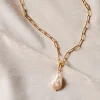 Avaimenperät|Korut>MAMAkoru Coin Pearl paperclip chain - Golden