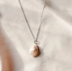 Avaimenperät|Korut>MAMAkoru Coin Pearl thin chain - Silver
