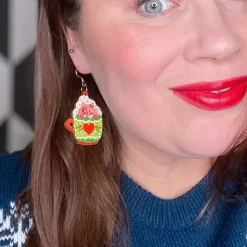Avaimenperät|Korut>Crazy Granny Design Cup Of Cat - Earrings