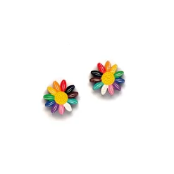 Avaimenperät|Korut>Crazy Granny Design Daisy Mini Studs - Rainbow