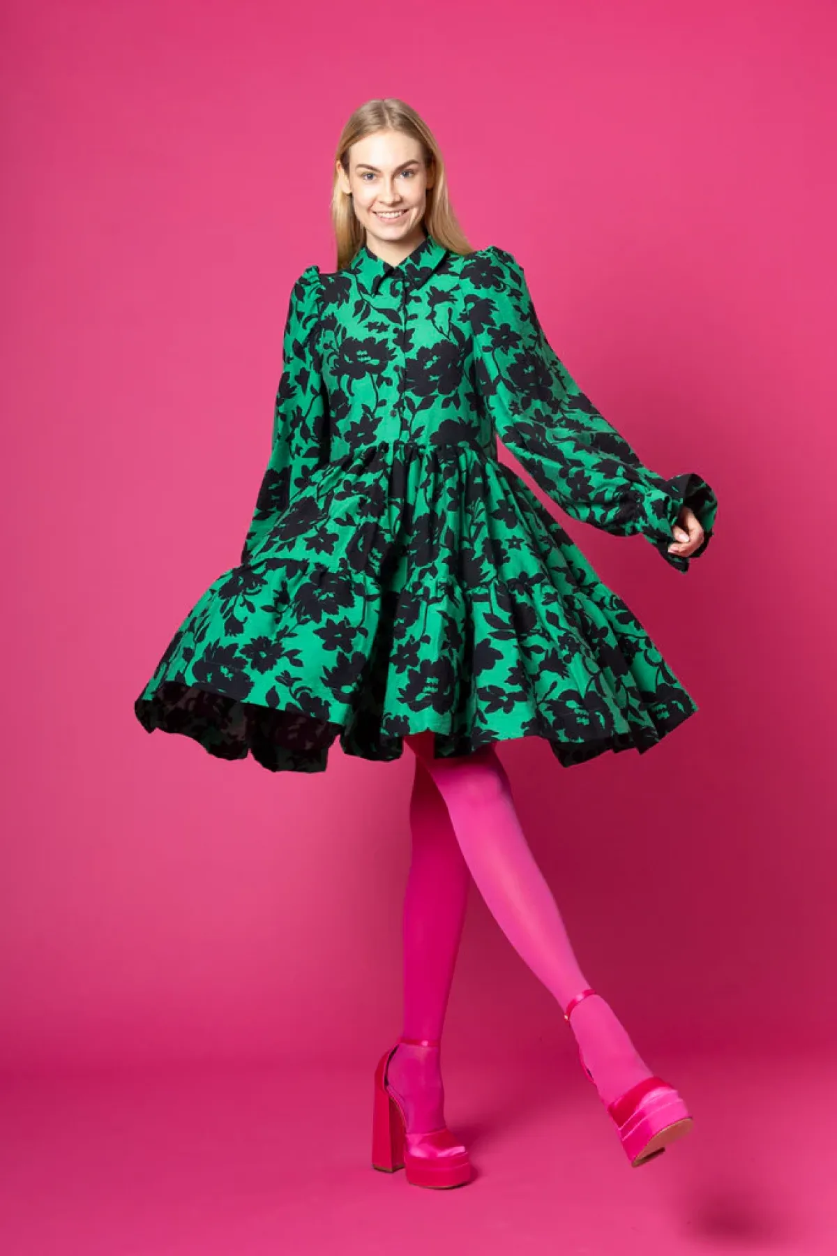 Hameet & Mekot>Miia Halmesmaa Dishy Dress - Vihreä Kukka