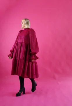 Hameet & Mekot>Miia Halmesmaa Dishy Dress Rusettikauluksella - Glitter Punainen M/L