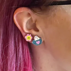 Avaimenperät|Korut>Crazy Granny Design Guinea Pig in a Teacup Mini Studs