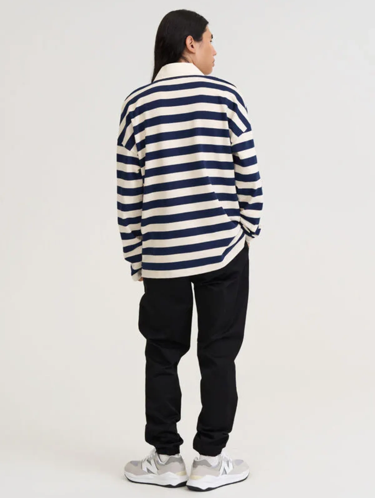 Paidat>R-Collection Jere Rugbypaita - Musteensininen/koivu raita