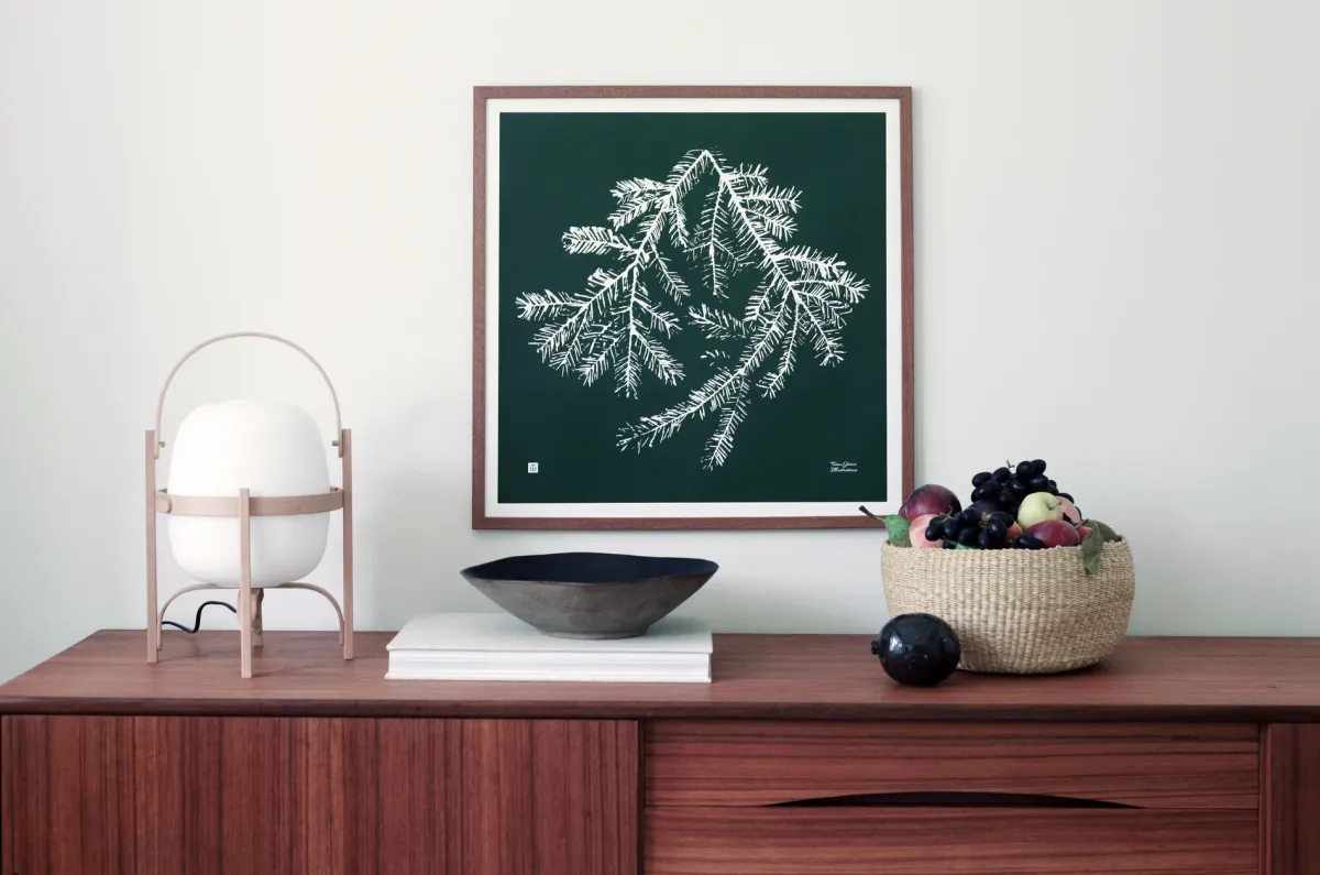 Julisteet/printit>Teemu Järvi Illustrations Kuusenoksa - juliste metsänvihreä 50x50cm