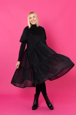 Hameet & Mekot>Miia Halmesmaa Lush Dress Puhvihihoilla - Glitter Musta M/L