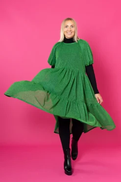Hameet & Mekot>Miia Halmesmaa Lush Dress Puhvihihoilla - Glitter Vihreä M/L