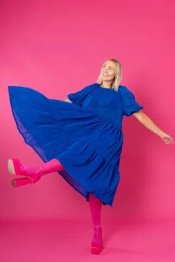 Hameet & Mekot>Miia Halmesmaa Lush Dress Puhvihihoilla - Glitter Sininen M/L