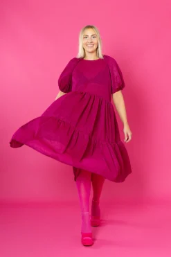 Hameet & Mekot>Miia Halmesmaa Lush Dress Puhvihihoilla - Glitter Pinkki M/L