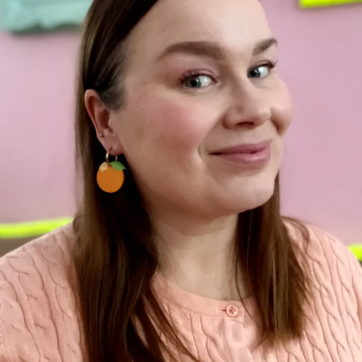 Avaimenperät|Korut>Crazy Granny Design Orange - Gold Hoop