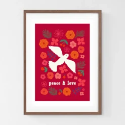 Julisteet/printit>Polka Peace & Love - Taideprintti A3