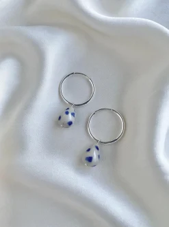 Avaimenperät|Korut>Paloina Pear Hoops - Speckled Silver