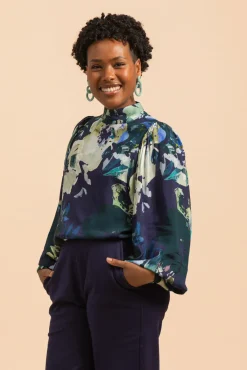Paidat>KAIKO Puff Blouse - Blue Anemone