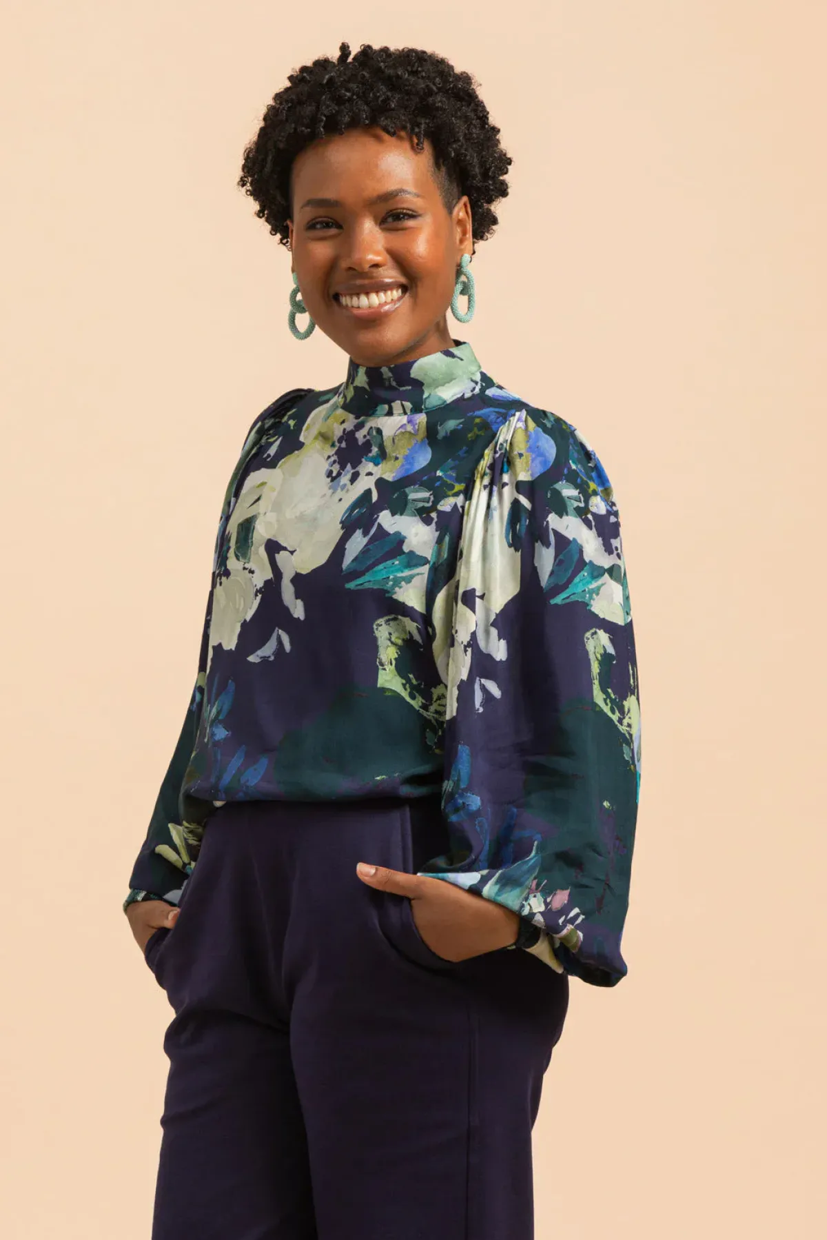 Paidat>KAIKO Puff Blouse - Blue Anemone