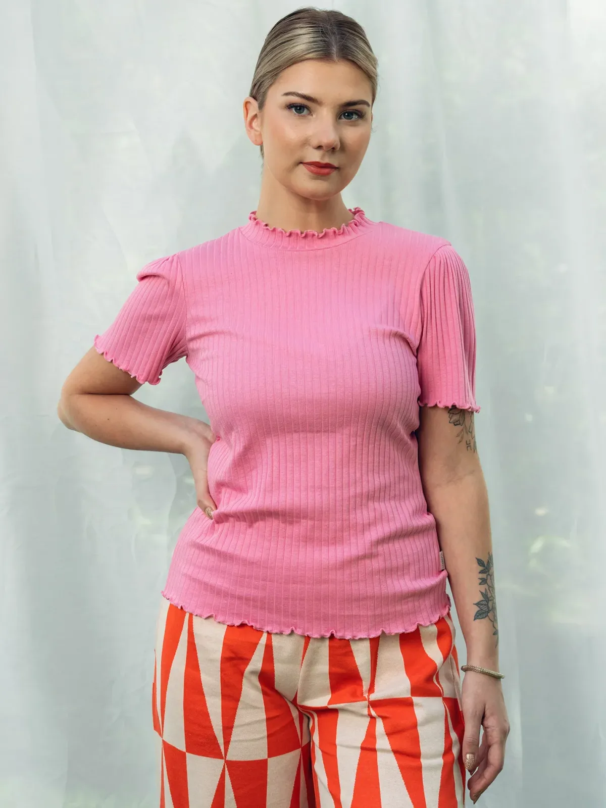 T-paidat|Paidat>Aarre Rosa Rib Shirt - Pink