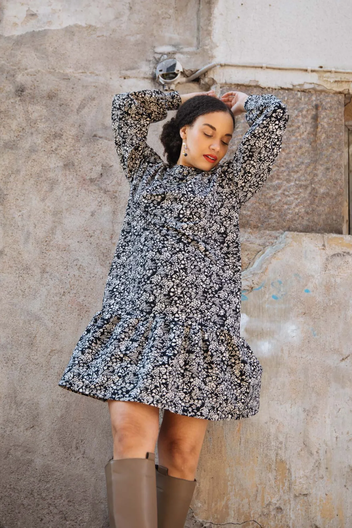 Hameet & Mekot>KAIKO Ruffle Sweatshirt Dress - Night Meadow