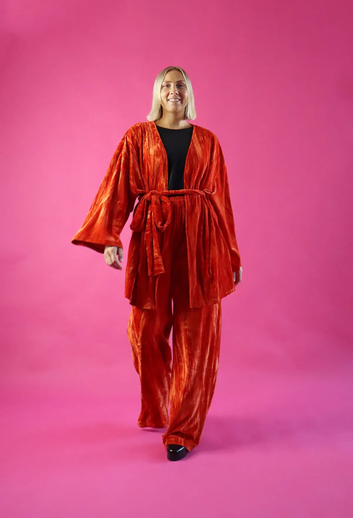 Housut>Miia Halmesmaa Samettihousut - Oranssi