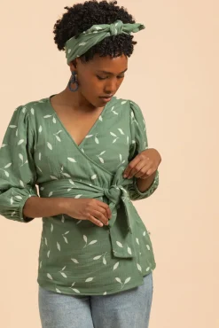 Paidat>KAIKO Wrap Blouse - Sage Wind